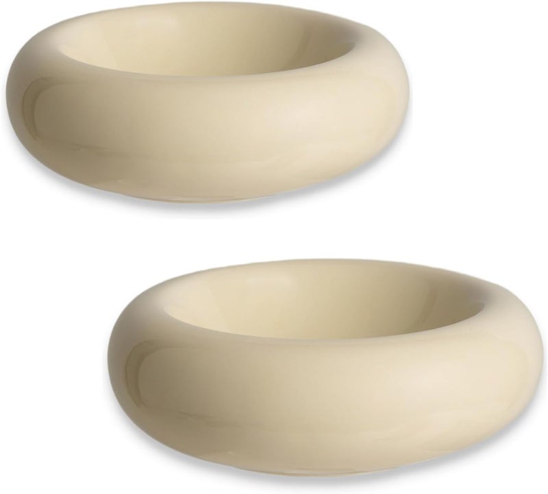 KTLECL 6.1 Inch Cat Bowls, 7 oz Ceramic Cat Food Bowl, Whisker Fatigue Relief Cat Bowl, Anti-Vomiting, Protect Spine, Perfect for Indoor Cats(2pc Yellow) - Image 1